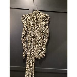 Solace London  Marine Bow Detailed Animal Print Plisse Crepe mini dress Size 2